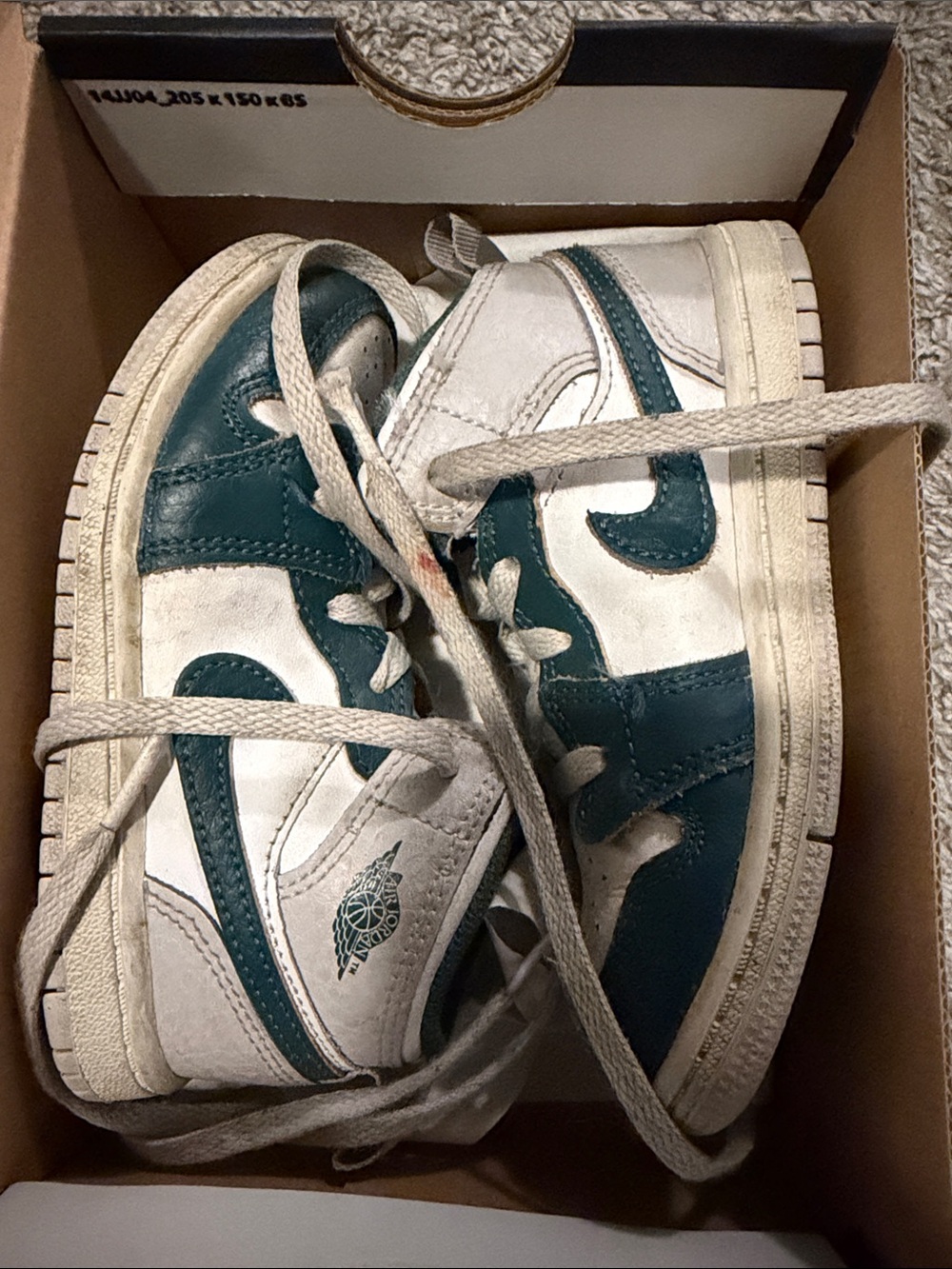 Jordan Kids White and Teal High-Top Sneakers